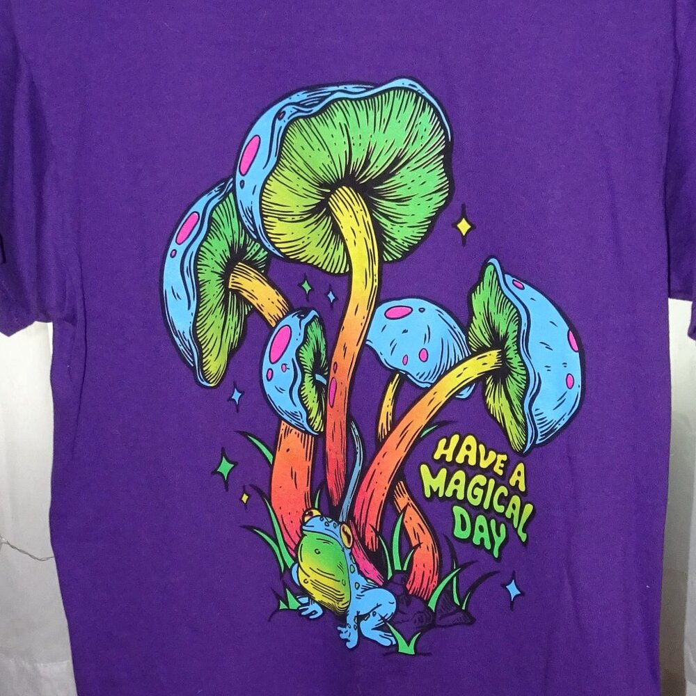 DOM Have A Magical Day Mushroom Print Tee Purple